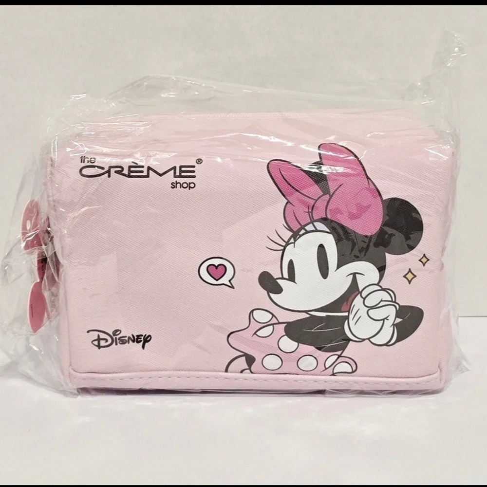 NWT The Crème Shop Pink Mickey & Minnie Mouse Cosmetic Bag Limited Edition NWT